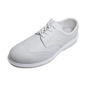 Zapato de seguridad de microfibra blanca ESD/zapatos de seguridad de enfermera antiestáticos con punta de acero/zapato de descarga electrostática para sala limpia