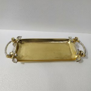 Plateau décoratif en aluminium à bas prix Plateau de service alimentaire pour cuisine Plateau de service fini brillant avec poignées en métal. - Product Image 1