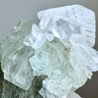 Échantillon de minéral brut, coquille de calcite avec fluorite, échantillon de minéral fluorescent aux UV pour la décoration