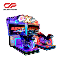 Parc coloré en gros parc d'attractions divertissement simulateur d'expérience à jetons course de moto dynamique