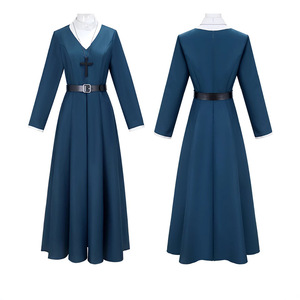 Disfraz de Monja para Carnaval de Halloween, Disfraz de la Sra. Davis, Disfraz de Monja Simone, Vestido Azul, RMOV-90 - Product Image 4