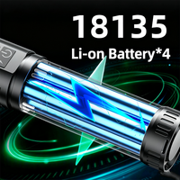 Lampe torche LED 30W 3000 lumens avec zoom, en alliage d'aluminium, étanche IP54, rechargeable par USB, avec 8 piles lithium externes 18650, pour le camping