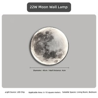Lampe murale en fer de style moderne minimaliste en forme de lune avec lumière chaude et blanche à intensité variable pour chambre à coucher, couloir, chevet