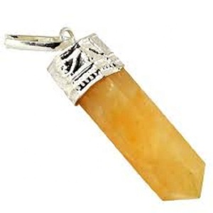 Haute qualité Cristal Pendentif miel calcite Point Guérison Pierres Précieuses Crayon Cristal Hexagonal point Bijoux Collier Grossiste - Product Image 1