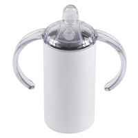 Vente en gros de gobelet à bec à double poignée en acier inoxydable 12oz pour enfants tasse droite de sublimation pour verres promotionnels