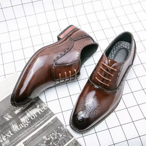 Chaussures habillées pour hommes de style britannique, en cuir véritable, à enfiler, chaussures habillées formelles, première couche de cuir de vache, chaussures de marié augmentant la taille - Product Image 6