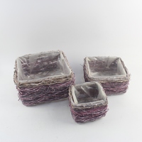 Pots de fleurs en rotin de décoration traditionnelle faits à la main étagère rectangle jardinière plante verte pour jardin de bureau pour hôtels