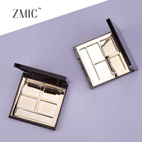 Palette de fards à paupières carrée brillante 4 couleurs avec miroir, étui vide en ABS pour blush crème, poudre de maquillage, correcteur et illuminateur