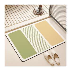 Alfombra de Baño de Tierra de Diatomeas Muye Qianye Liusha Yunye, Rectangular, con Patrón Geométrico, Absorbente, Antideslizante, Estilo Wabi Sabi - Product Image 2