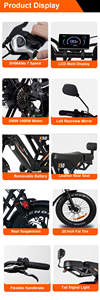 จักรยานไฟฟ้า X50 ขนาด 20 นิ้ว ยางใหญ่ 250W มอเตอร์ดุมล้อหลัง 7 สปีด โครงอะลูมิเนียม จักรยานไฟฟ้าในเมือง พร้อมระบบกันสะเทือนเต็มรูปแบบ - Product Image 4