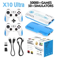 Console de jeu X10 Ultra 128 Go, plus de 30 000 jeux rétro, console de jeu vidéo 4K HD avec 2 manettes sans fil Hurricane Blue 2.4G