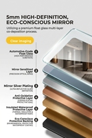 Miroir de salle de bain LED rond intelligent sans cadre moderne avec haut-parleur Bluetooth, horloge numérique, double rétroéclairage, miroir circulaire anti-buée tactile