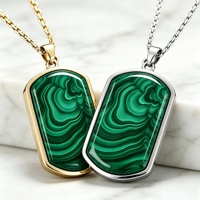 Collier pendentif en malachite naturelle de luxe, plaqué or 18 carats PVD, acier inoxydable 316L, étanche, bijoux anti-ternissement pour femme, cadeau