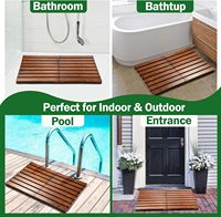 Tapis de douche en teck naturel, tapis de douche pliable en bois, tapis de sol de douche antidérapant intérieur et extérieur pour tapis de bain spa sauna