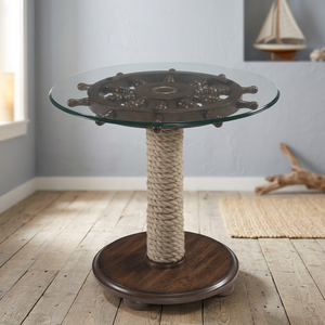 Modèle de roue de bateau en bois décorative à thème nautique, poli, sûr, pour la maison, artisanat, boîte cadeau, Chaman India - Product Image 3