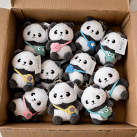 Porte-clés en peluche super doux Panda Kawaii pour enfants, certifié sécurité, écologique, mini jouet en peluche portable, vente en gros