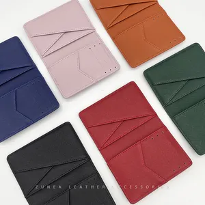 Custom Logo Printing PU Vegan Saffiano Leather Luxury Foldable Cardholder Cash Card Case Bi Fold Wallet Name Credit card holder