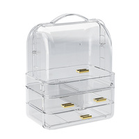 Boîte de rangement de maquillage portable transparente avec tiroirs et boîte de rangement cosmétique moderne pour rouges à lèvres, parfums, boucles d'oreilles