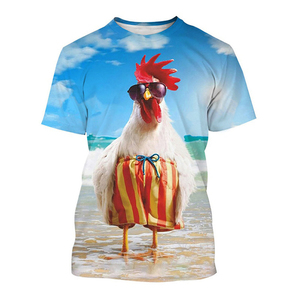 High Quality Wacky Chicken Graphics 3d Print Tshirt Fashion Crew Neck Loose Fit Basic <strong>t</strong> <strong>Shirt</strong> Summer Polyester Wholesale <strong>T</strong>-<strong>shirt</strong> - Product Image 3