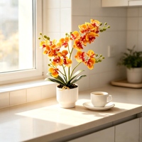 Plante artificielle Phalaenopsis en pot, orchidée au toucher silicone, fleur verte, bonsaï écologique, longue durée de vie, pour salon et bureau