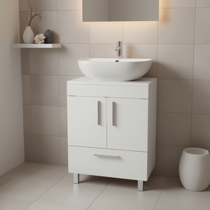 Mayorca Single Bathroom <b>Vanity</b> White 32-34 In Floor Standing Contemporary Modern Design Ceramic Basin - Product Image 2