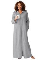 Peignoir à capuche pour femme à manches longues pleine longueur chemise de nuit grande taille longue à capuche polaire sweat Robe fermeture éclair salon Robe Robe