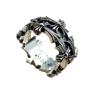 Heißer Verkauf Europa und Amerika Messing Doppellagiger Kreuzring <span class=keywords><strong>Punk</strong></span> Vintage Unisex Paarring für Männer Frauen All-Match für den Alltag - Product Image 1