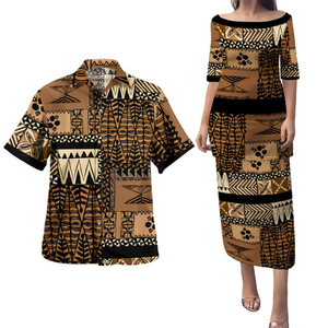 Set da donna 2 pezzi <span class=keywords><strong>coppia</strong></span> Tonga Puletasi abito stampato abiti da sirena personalizzati con mezza manica e spalla - Product Image 1