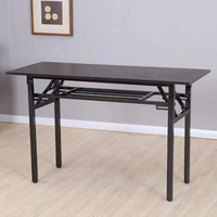Bureau d'entraînement extérieur pliable, étroit et long, étanche, empilable, avec cadre en métal noir moderne, pour salon et extérieur - JDZZ-07