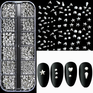 Decoración de <span class=keywords><strong>Uñas</strong></span> con 12 Compartimentos, Cuentas Planas Doradas y Plateadas, Lazo de Cinta, Alas, Adornos Mixtos para <span class=keywords><strong>Uñas</strong></span>, Decoraciones para <span class=keywords><strong>Uñas</strong></span> DIY - Product Image 5