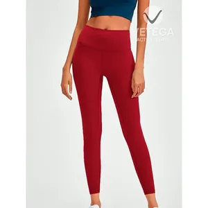 Vetega Leggin Aligh-Long Longueur Talle Alto Taille Haute Elastique Tissu Tricoté Couleur Bordeaux - Product Image 3