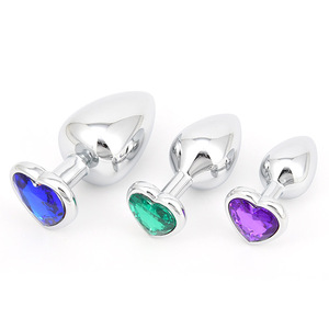 Beaux bijoux en forme de coeur en métal Backyard Anal Plug avec cristal sexe Vaginal jouet <span class=keywords><strong>Anus</strong></span> Massage Butt Plug ensemble pour les femmes - Product Image 1