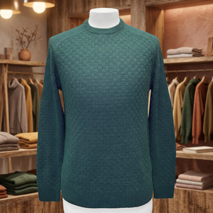 Pull à col rond à manches longues pour homme, tendance, personnalisé, en coton, nylon, laine mérinos, tricoté, texturé, respirant, pour l'hiver - Product Image 3