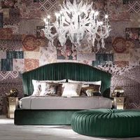 Italienisches Luxuriöses Modernes Bett aus Mattleder, Großes Flaches Bodenbett für Villen, Weitflächiges Softbett für Hauptschlafzimmer
