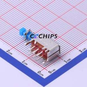 SPPJ320600 Push Button Switch Through hole Switch Double Pole Double Throw Self-Locking Square Plunger Right Angle Insert - Product Image 1