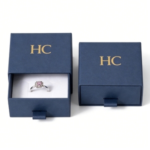 กล่องใส่แหวนแบบมินิมอล ดีไซน์เรียบหรู กล่องของขวัญเครื่องประดับแบบลิ้นชักแข็งแรง พร้อมแผ่น EVA  โลโก้แบบนูนต่ำตามสั่ง  ผู้ผลิตบรรจุภัณฑ์เครื่องประดับแบบ OEM - Product Image 2