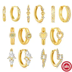 Fine Jewelry 925 Silver Earrings Charms 18K Gold Plated 925 Sterling Silver Zircon Versatile Hoop Huggies Earrings Women Jewelry