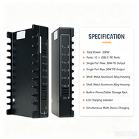 Station de charge USB-C PD PPS 200W à 10 ports, 30W 45W max par port, concentrateur de charge rapide multi-appareils pour la maison et le bureau