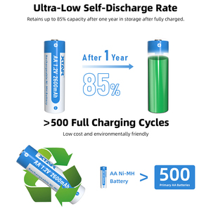 Xtar 1,2 V AA tamaño 2600mAh Ni-MH batería recargable <span class=keywords><strong>de</strong></span> hidruro metálico <span class=keywords><strong>de</strong></span> níquel para herramientas <span class=keywords><strong>el</strong></span>éctricas Control remoto VariCore AA batería - Product Image 2