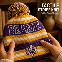 Bonnet en tricot jacquard rayé personnalisé avec pompon, bonnet épais à revers pour l'hiver et le ski, pour hommes et femmes, vente en gros