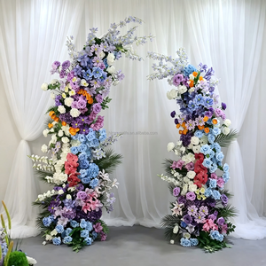 Série Forêt Printanière Colorée : Arrangement Floral Artificiel pour Allée de Mariage, Arche de Fleurs Violettes, Roses et Blanches pour Décoration d'Entrée - Product Image 1