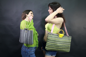 Design di fascia alta qualità eccellente colore verde fatto a mano sivilia Navicella strisce Mini borse per le donne - Product Image 3