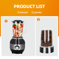 HALEY 1200W Mixeur-broyeur 2-en-1 avec protection contre la surchauffe, verrou de sécurité, lame en acier inoxydable, pour smoothies, glace pilée, café, usage familial, OEM ODM