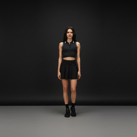 Haut court sans manches pour femme, style preppy sportif athleisure, léger et respirant, avec col polo et bordure contrastante côtelée, extensible dans les quatre sens