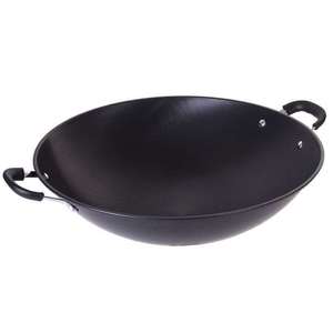 Wok de hierro Zhongkang con doble asa, fondo redondo, sin recubrimiento, resistente al óxido, para estufa de gas, estufa de carbón, cocina de inducción. - Product Image 2