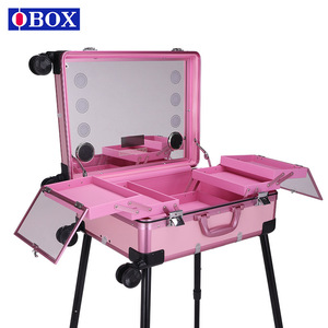Maleta de maquillaje Obox de 24 pulgadas, color oro rosa, con ruedas giratorias, bloqueable, de gran capacidad, para almacenamiento en el hogar, primavera 2023 - Product Image 4