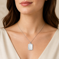 Zhongzhe Miroir Personnalisé Pendentif Collier En Acier Inoxydable Miroir Cadre Géométrique DIY Laser Lettrage Pendentif Collier Bijoux