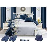 Vente chaude Fleurs Design 24 PCS Rideau Ensemble De Literie Coton Imprimé Couvre-lit Ensemble avec Rideau De Douche