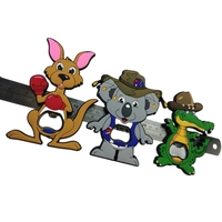 Décapsuleur magnétique souple en PVC personnalisé en gros, motif animaux de dessin animé (dinosaure, kangourou, éléphant) pour réfrigérateur
