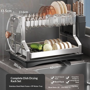 <span class=keywords><strong>Lener</strong></span> 304 Edelstahl Nicht-Klappbares Küchenregal Stehender Typ Multifunktionales Geschirr- und Schüssel-Aufbewahrungsregal mit Stäbchenhalter Modell - Product Image 6